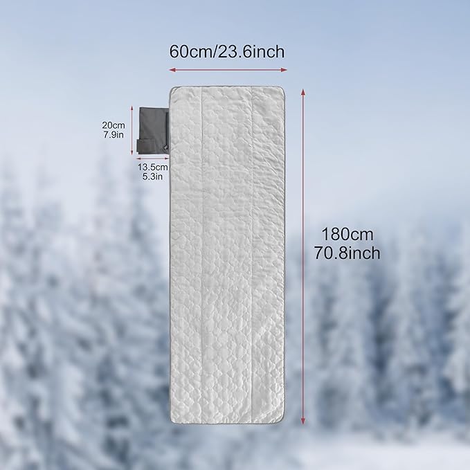 Heated Sleeping Bag Pad, Heated Sleeping Bag Liner, 3 Heating Zones,Heated Sleeping Bag Insert for Camping、Sofa、Chair
