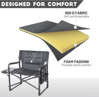 Timber Ridge XXL Directors Chair, 600lbs Capacity Heavy Duty Folding Camping Chair with Side Table & Insulated Pocket, Oversized Portable Chair with Carry Strap