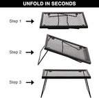 REDCAMP Folding Campfire Grill Heavy Duty Steel Grate, Portable Camp Fire Cooking Racks for Over Fire Pit