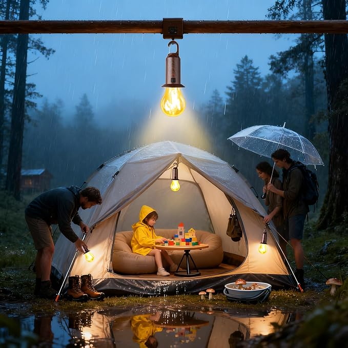 Solar Camping Lights USB Rechargeable Tent Hanging Light Bulb,Portable Outdoor Vintage LED Camping Light,Pendant Emergency Lighting Lantern for Hiking,Backpacking,Fishing,Emergency Outage(Spherical)