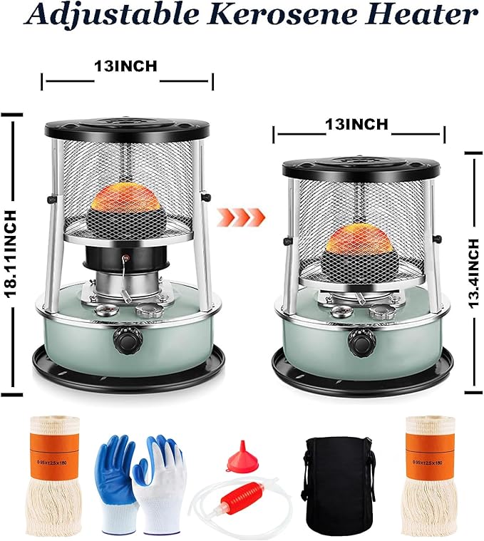 2 in 1 Portable Kerosene Heater & Stove, 9000 BTU, Non-Electric Indoor Outdoor Heater for Camping, Hunting, Cooking, Home, Garage, and Emergency Preparedness - Aquamarine