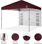 Best Choice Products 10x10ft Pop Up Canopy Tent with Sidewall, 1 Person 1 Minute Set Up, Carry Case, 4 Weight Bags - Burgundy
