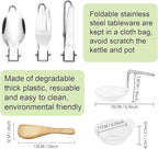 Camping Pans and Pots Kit, Portable Outdoor Cookware, Tea Kettle Bowl Tableware Set with Mesh for Trekking, Hiking, Backpacking, Picnic, for 2-3 Person (Cookware Set)