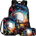 Rnyleeg Soccer Theme Backpack for Boys Novelty School Backpack with Lunchbox Set Large Capacity 3 Pcs Bookbag Set for Primary School Mochilas Para NiñA