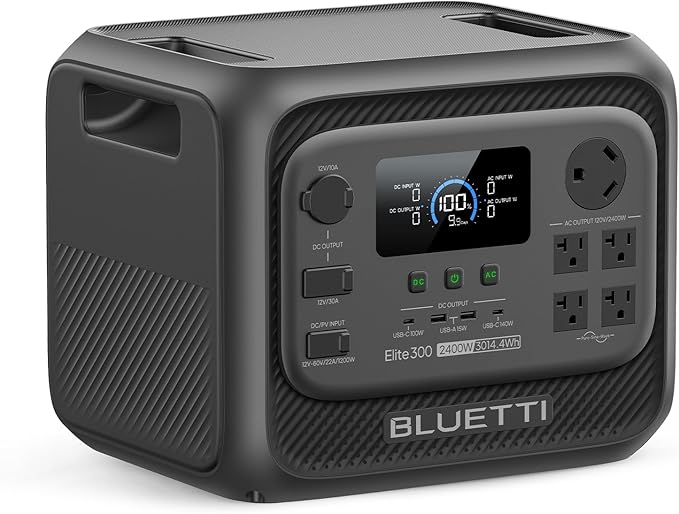 BLUETTI Elite 300 Solar Generator, 3014Wh LiFePO4 Backup Battery for Home Outage, 2400W Solar Generator (4800W Surge), 3kWh Compact Home & RV Power with TT-30 RV Port & 12V/30A DC Output