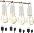 4 Pack Camping Lights Rechargeable, Hanging Tent Lights Bulb with Hook, Timer Function, 3 Lighting Modes Tent Lamp for Camping, Hiking, Backpacking, Emergency Outage (White)