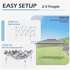 ECOTOUGE Canopy Tent Instant Shelter Canopy with Carrying Roller Bag, Outdoor Party Gazebo with Waterproof and UV Resistant for Parties, Camping, Picnic (Grey-White, 11FT)