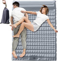 Double Camping Air Mattress with Built-in Foot Pump – Heavy-Duty 2 Person Inflatable Sleeping Pad, Waterproof & Portable for Hiking, Backpacking, Beach – Upgraded 84.6" x 51.5" (Grey)