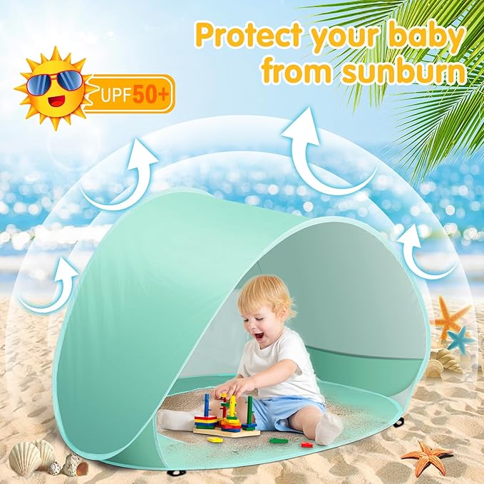 Baby Beach Tent Pop Up Beach Tents Baby Tent for Beach, Portable Shade Pool UV Protection Sun Shelter for Infant