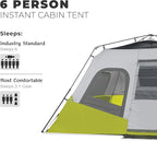 CORE Instant Cabin Tents | 6 Person / 9 Person / 10 Person / 12 Person Family Cabin Multi Room Pop Up Tents Car Camping | Included Storage Pockets for Camping Accessories