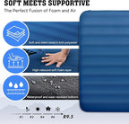 Hikenture 4 INCH Thick Self Inflating Sleeping Pad 9.5 R Value, Comfort Plus Camping Mattress with Pump Sack, Inflatable Foam Insulated Camping Pad, Camping Mat 4-Season (Light Blue, Double (80"×52"))