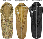 MT Military Modular Sleeping System, 3-Layer, Cold Weather Sleeping Bag, Waterproof Bivy Cover, Vacuum Compression Sack