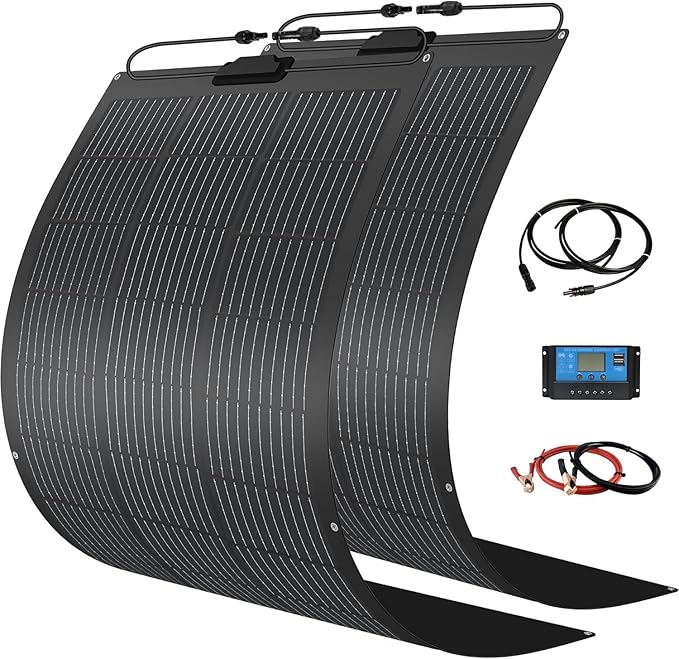 800 Watt Solar Panel Kit, 2pcs 400 Watt Flexible Monocrystalline Solar Panel（12BB） with Charge Controller Photovoltaic Module for 18-36V Battery Charging Car Battery Camper RV