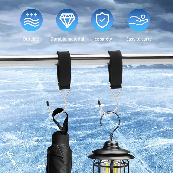 14Pcs Ice Fishing Coat Hooks, Outdoor Hun/ting Tent Hanging Hooks Ice Fishing Shelter Accessories Hanging Storage for IceFishing Tents Outdoor Camping(Color:Black)