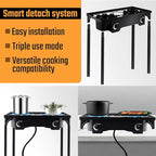 2 Burner Propane Gas Stove, 150,000 BTU Outdoor Camping Cooker with Removable Legs, 0–20 PSI Regulator & Hose, Heavy-Duty Cast Iron Double Burner for BBQ, Frying, and Boiling