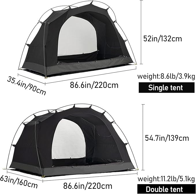3F UL Gear 1/2 Person Outdoor Ultralight Camping Self-Supporting Kangaroo Tent TC Cotton Fabric Waterproof and Moisture-Proof Tents for Camping, Hiking, Backpacking Four-Season Application