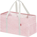 LHZK Standing Extra Large Utility Tote Bag with Metal Wire Frame and the Sides Rinforced, Extra Large Tote Bag with Handle, Reusable Grocery Bags Foldable, Beach Bag, Car Tote (Pink)