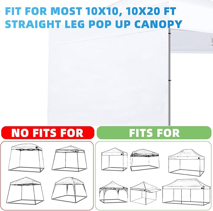Joramoy Canopy Tent Sidewalls 10×10 for Pop Up Canopy, Instant Sunwall with Waterproof and UV Protection Layer,1 Pack Sidewall Only(White)