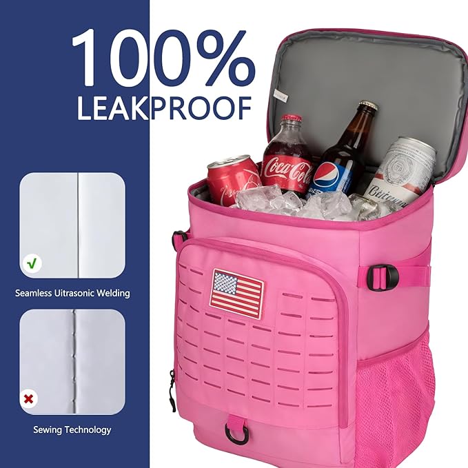 Cooler Backpack, 30 Can Backpack Cooler 4-Sided Cold Retention Technology, Lightweight & Hands-Free for Beach, Camping