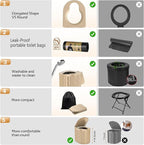 Portable Toilet, Upgraded 15'' toilet With Removable Paper Holder, Camping Toilet With A Load Capacity Of 450 Lbs, Portable Potty for Camping, Hiking, Road Trip, Car, RV, Tent, Beach, Truck Drivers