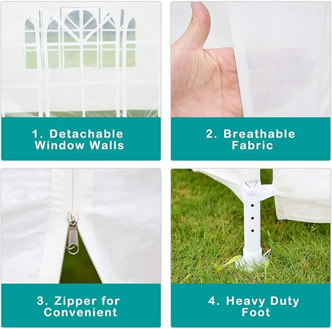 TANGKULA Outdoor Tent 10x20, White Party Wedding Tent Canopy with Removable Sidewalls, Portable Canopy Shelter Tent Pavilion for Market, Outside Tents for Events, Backyard