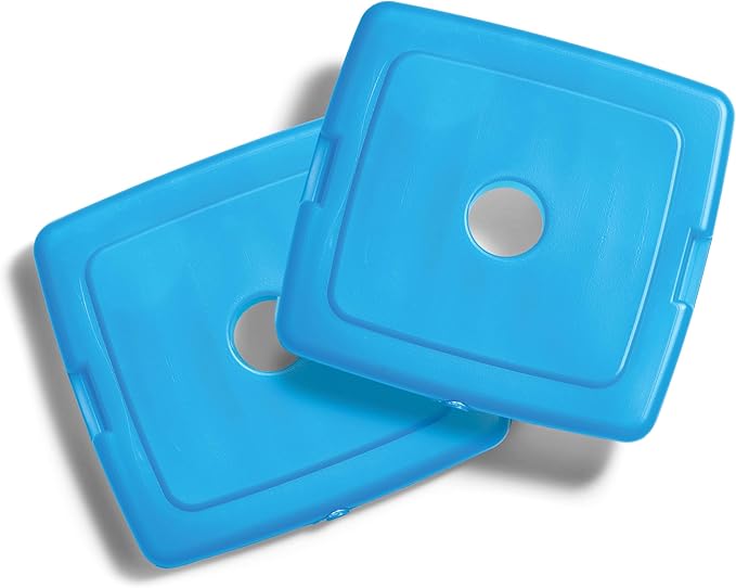 Cool Coolers By Fit & Fresh 12 Pack Slim Ice Packs, Quick Freeze Space Saving Reusable Ice Packs for Lunch Boxes or Coolers, Clear Blue Kids Ice,12 Pack