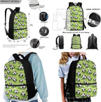 Rnyleeg Grass Soccer Backpack for Boys 5-6 Green Kids Backpack with Lunch Bag Lightweight 3 Pcs School Bag Set for Elementary Students