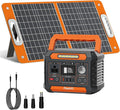 FF Flashfish Solar Generator With Solar Panel, 144.3Wh/39000mAh Electri Generator With 60W Solar Panel with, Emergency Power Supply with AC/DC/USB/Type C/LED Lights for Camping, Home, Power Outage