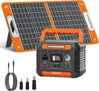 FF Flashfish Solar Generator With Solar Panel, 144.3Wh/39000mAh Electri Generator With 60W Solar Panel with, Emergency Power Supply with AC/DC/USB/Type C/LED Lights for Camping, Home, Power Outage