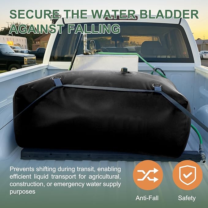 30 Gallon Water Storage Bladder - 1000D PVC Black RV Water Bladder, Portable Collapsible Storage Tank Containers for Gardens, Camping, Emergency Use