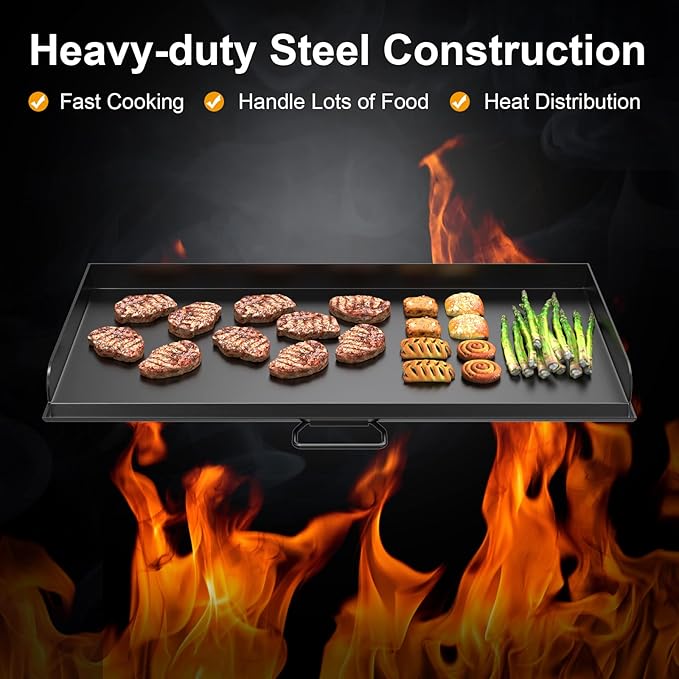 AJinTeby Fry Griddle for Camp Stove Griddle, 16 x 38 inch Flat Top Cooking Griddle for Camp Chef 3 Burner Griddle, BBQ Camping Grills Flat Top Plate, Outdoor BBQ Camping Grills Accessories
