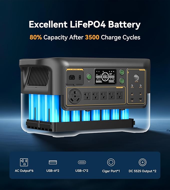 Pecron Portable Power Station F3000LFP with 3840Wh Extra Battery, 200W Solar Panel*1, 3072Wh Solar Camping Generator, 3600W Solar Generator for RV, Home Use, CPAP