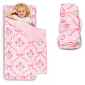 Toddler Nap Mat with Pillow and Minky Blanket, Large 55"x35" Sleeping Bag, Washable, Lightweight, Easy to Roll, Perfect for Preschool, Daycare, Kindergarten, Travel, Boys and Girls-Bow