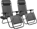 Homall Zero Gravity Chair Patio Folding Lawn Lounge Chairs Outdoor Lounge Gravity Chair Camp Reclining Chair with Pillows for Poolside Backyard and Beach Set of 2 (Dark Black)