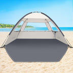 COMMOUDS Beach Tent Sun Shade for 3/4/6/8 Person, UPF 50+ Beach Sun Shelter Canopy Tent, Lightweight, Easy Set Up and Carry