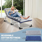 Slsy Folding Lounge Chairs Outdoor, Adjustable Sleeping Cot Chair, Portable Folding Bed Cot Chaise Lounge Chairs for Outside Beach Lawn Camping Pool Sun Tanning