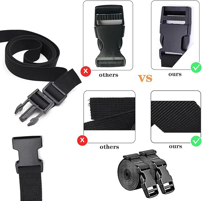 Premium Utility Straps with Quick Release Buckle Adjustable Short Nylon Tie Down Straps for Backpack Lashings Camping Gear Sleeping Bag Mattress Conveyor Belt Luggage