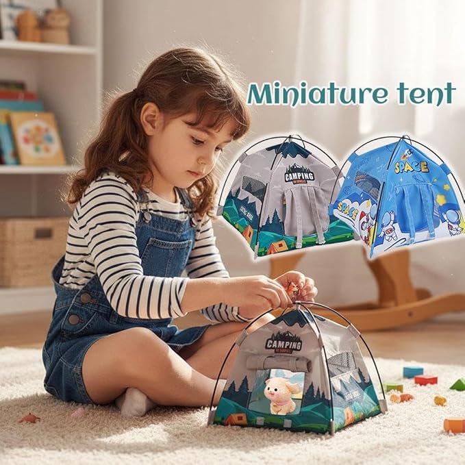Miniature Cute Tent,1:12 Scale Miniature Camping Tent, 6.7 Inch Realistic Doll House Tents,Handmade Mini Tents for Diorama Displays,Photography Props,Birthday Gift Decor