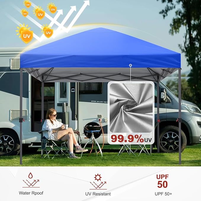 ABCCANOPY Pop Up Canopy - Outdoor Patio Portable Canopy Tent Heavy Duty for Backyard and Deck with 4 Sandbags(Royal Blue, 8x8)