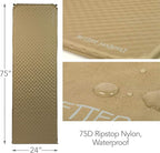 NatureReady Sleeping Pad. [Single 75x24x2]. Lightweight Portable Self-Inflating Camping Mat, Roll Out, with Waterproof Cover, & Travel Bag