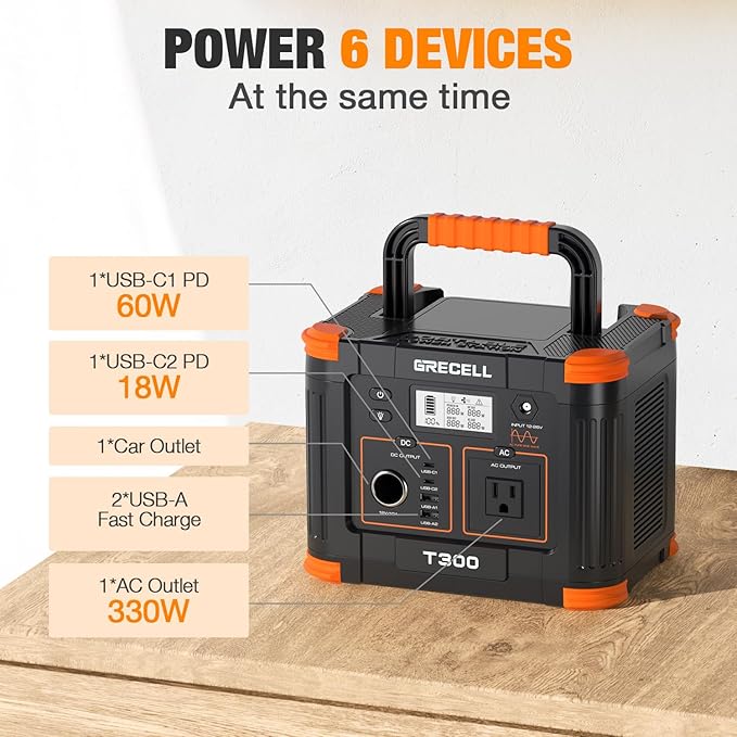 Portable Power Station 330W With 100W Solar Panel, Solar Generator Fast Charging Emergency Power Backup Battery UPS for Home Outage RV/Van Road Trip Camping