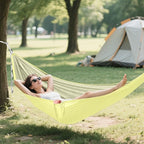Champagne Yellow Camping Hammock Camping Gear with 2 Tree Straps, Beach Hammock Portable 114" x 54"