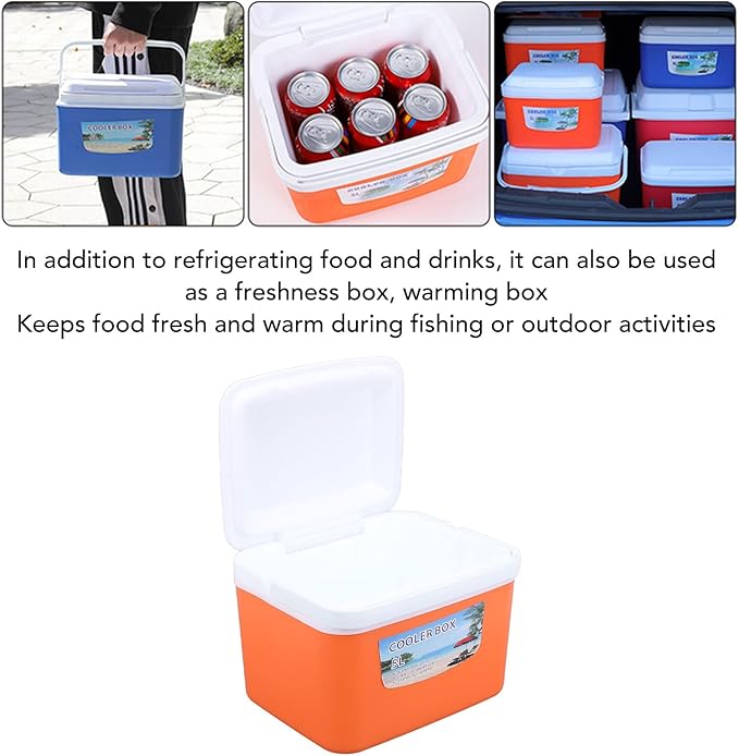 SIXRUN 5L Portable Cooler Box, Multifunctional Keeps Food Freshness and Drink Cool Insulated for Travel Camping Fishing and Outdoor Activities
