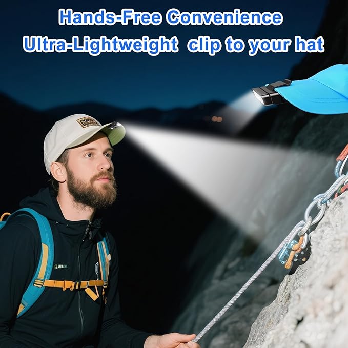 Clip on Hat Light Magnetic,Artist Limited Edition,USB C Cap Lights Clip on 220 Lumens with Red Light for Everyday Carry, Camping, Hiking Night Working, Running, Fishing(Black)