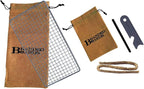 Portable Bushcraft Stainless BBQ Cooking Grill Grate, Bamboo Cutting Board, Burlap Bag, Mini Knife, Fire Starter Kits. Camping, Campfires, Backpacking, Hunting & Fishing Gear