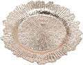 Antique Charger Plates Set 13'' Round Embossed Dinner Plate Chargers Plastic Elegant Floral Plates for Dinner Wedding Party Event Table Kitchen Decoration 24PCS (Rose 24Pcs)