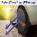Rough Vinyl Tire Covers 4 Pack, Waterproof Wheel Protectors with Lining for RV, Travel Trailer, Camper, Motorhome, SUV, Car, Truck, Boat Trailer (Black, XXXL - Fits Tire Diameters 40''-42'')