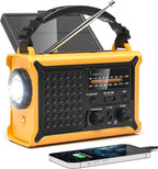NOAA Weather Radio-12000mAh/44400mWh AM/FM Emergency Portable Radio with Solar Panel/Hand Crank/AC Input Rechargeable Battery and Flashlight SOS Siren Lamp for Indoor/Outdoor Emergencies