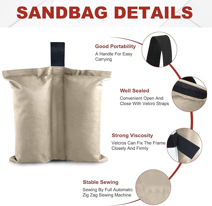 ABCCANOPY Canopy Weights 120 LBS Tent Sand Bags,4-Pack Beige (Without Sand)