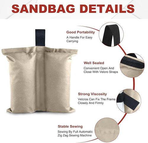 ABCCANOPY Canopy Weights 120 LBS Tent Sand Bags,4-Pack Beige (Without Sand)